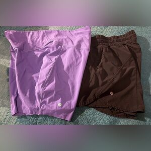 lululemon athletica Lavender and black Athletic Shorts Duo